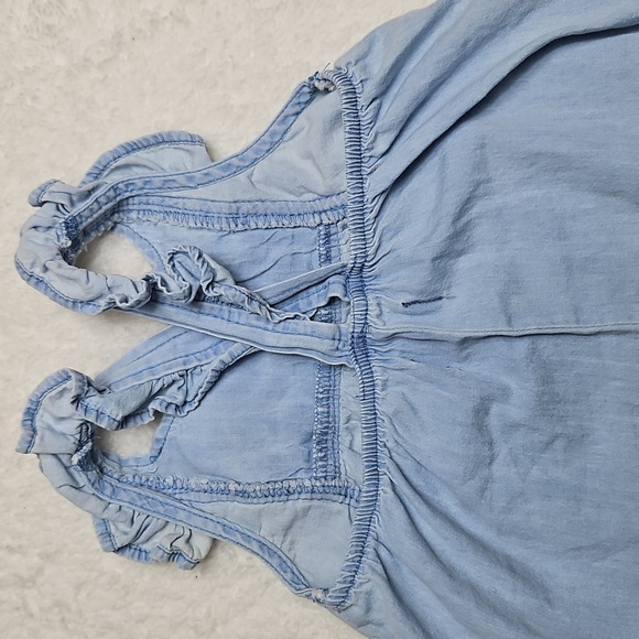 7 For All Mankind Blue Jean Embroidered Baby Romper 12 Months - Picture 4 of 4